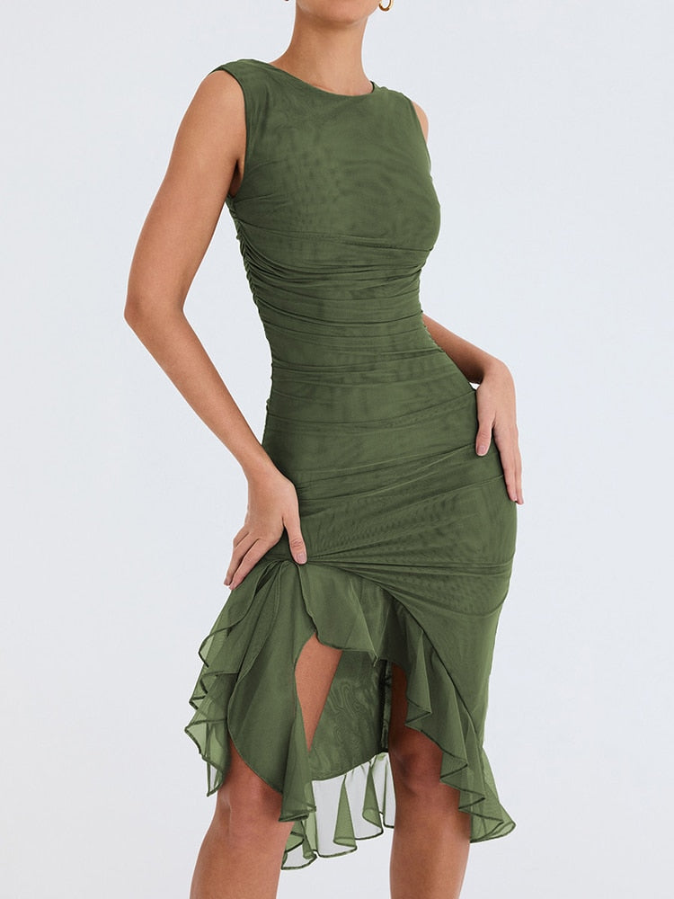Vestido Midi con volantes